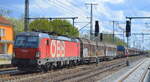 ÖBB-Produktion GmbH, Wien [A] mit  1293 031  [NVR-Nummer: 91 81 1293 031-1 A-ÖBB] und gemischtem Güterzug am 06.05.21 Durchfahrt Bf.