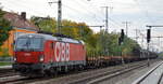 ÖBB-Produktion GmbH, Wien [A] mit  1293 024  [NVR-Nummer: 91 81 1293 024-6 A-ÖBB] und gemischtem Güterzug am 19.10.21 Durchfahrt Bf. Golm (Potsdam).