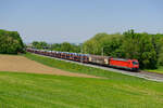 187 101 mit einem gemischten Güterzug bei Uffenheim Richtung Ansbach, 16.05.2020