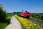 152 075 DB Cargo mit einem gemischten Güterzug bei Thüngen Richtung Schweinfurt, 01.06.2021