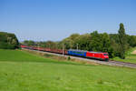 185 047 DB Cargo mit einem gemischten Güterzug bei Uffenheim Richtung Ansbach, 03.09.2021