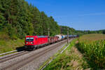 187 168 DB Cargo mit einem gemischten Güterzug bei Hagenbüchach Richtung Würzburg, 08.09.2021