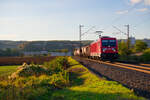 187 126 DB Cargo mit einem gemischten Güterzug bei Karlstadt Richtung Würzburg, 07.10.2021
