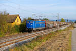 151 025 EGP mit dem Plattlinger Übergabezug bei Pölling Richtung Nürnberg, 18.10.2021