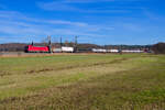 187 117 DB Cargo mit einem gemischten Güterzug bei Oberdachstetten Richtung Würzburg, 09.11.2021