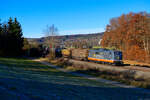 151 003 Hectorrail  Damiel  mit einem gemischten Güterzug bei Dollnstein Richtung Ingolstadt, 23.11.2021