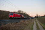 187 116 DB Cargo mit einem gemischten Güterzug bei Parsberg Richtung Nürnberg, 09.02.2022