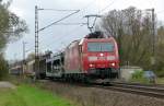 185 142  Edelweiss  durchfährt am 29.10.13 mit einem gemischten Güterzug das Leinetal Richtung Norden.