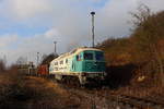 Die an die Strabag vermietete CTHS 232 002 machte heute Dienst in Wünschendoft/Elster mit einem Sandzug.