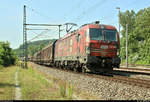 Schiebewandzug mit 193 555-0  Offroad  (Siemens Vectron) der Alpha Trains Group S.à r.l., vermietet an die TX Logistik AG (TXL), durchfährt den Bahnhof Bad Kösen auf der Bahnstrecke