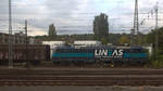 186 293-7 von Lineas fährt mit einem langen Papierzug aus Köln-Gremberg nach Zeebrugge(B),aufgenommen bei der Ausfahrt aus Aachen-West in Richtung Montzen/Belgien.