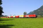  Rocktainer  - Zug mit Vectron 1293-615 auf dem Weg in Richtung Kufstein am 11.07.2021 nahe Oberaudorf.