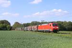 152 091-5 (DB) mit einem Güterzug in Meerbusch, 14.