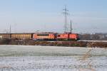 298 308 & 155 175 mit Schiebewandwagen auf dem Weg nach Schwedt am 23.12.09 in Pinnow