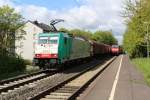 Am 07-05.2015 kam gegen 11:10 in Eilendorf die 186 235 mit einem Stahlzug in Richtung Köln durchgefahren.