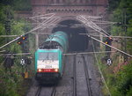 Die Cobra 2804  kommt aus dem Gemmenicher-Tunnel raus mit einem  Güterzug aus Antwerpen-Noord(B) nach  Pirna(D) und fährt nach Aachen-West und rollt die Gemmenicher-Rampe herunter nach