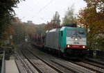 Die Cobra 2816 kommt aus Richtung Aachen-West auf dem falschen Gleis mit einem Güterzug aus Muizen(B) nach Köln-Gremerg(D) und fährt durch Aachen-Schanz in Richtung