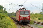 ITX 143 020-6 kommt mit leeren Containertragwagen durch Herten-Westerholt gefahren 21.8.2026
