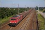 DB 155 132-4 mit Pappe am 24.07.2012 in Nuthetal-Saarmund