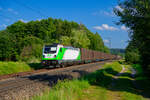 487 001 SRA/SETG mit einem Hackschnitzelzug bei Postbauer-Heng Richtung Nürnberg, 30.07.2021
