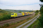 119 009 ATLU/HGB mit einem Innofreight Vollholzzug bei Obersinn Richtung Gemünden, 22.09.2021