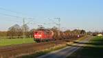 Die an DB Cargo vermietete Railpool 151 069 schleppt einen Kesselwagenzug am 27.03.17 zwischen Bohmte und Ostercappeln in Richtung Osnabrück.