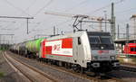 IGE - Internationale Gesellschaft für Eisenbahnverkehr IGE GmbH & Co. KG mit Rpool  185 678-0  [NVR-Number: 91 80 6185 678-0 D-Rpool] und Kesselwagenzug am 20.07.18 Durchfahrt Magdeburg Hbf. 
