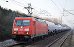 DB Cargo Deutschland AG mit  185 379-5  [NVR-Number: 91 80 6185 379-5 D-DB] und gemischtem Kesselwagenzug am 21.01.19 Bf. Berlin-Hohenschönhausen.