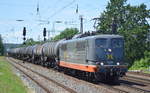 Hectorrail mit 162.008  Damiel  (NVR-Nummer: 91 80 6 151 003-1-D-HCTOR) mit Kesselwagenzug am 13.06.19 Saarmund Bhf.