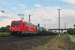 Mit einem leeren Kesselzug fuhr am Nachmittag des 22.05.2018 die ATLU/RHC 2062 (185 604-6) durch die Gleisanlagen von Müllheim (Baden) im Markgräflerland in Richtung Buggingen.