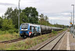 159 208-8 (Stadler Eurodual 2159) erreicht mit leeren Kesselwagen (Biodiesel) den Endbahnhof Halle-Trotha.