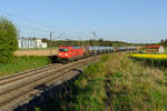 185 348 mit einem Kesselwagenzug bei Batzhausen Richtung Nürnberg, 23.04.2020