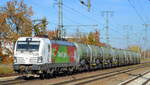 DB Cargo AG [D] mit  193 361  [NVR-Nummer: 91 80 6193 361-3 D-DB] und passend zum Logo farblich abgestimmt, einem Ganzzug tschechischer grüner Kesselwagen der CD Cargo wahrscheinlich Richtung