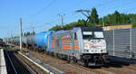 HSL Logistik GmbH, Hamburg [D] mit der Railpool Lok   186 299-4  [NVR-Nummer: 91 80 6186 299-4 D-Rpool] und Kesselwagenzug am 15.05.22 Berlin Blankenburg.