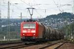 DB Schenker Rail 185 072 mit Kesselwagenzug auf der rechten Rheinstrecke in Richtung Rüdesheim (Koblenz-Ehrenbreitstein, 06.10.2013).