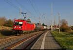Kesselzug mit 187 154-0 durchfährt den Hp Zscherben auf Gleis 1 Richtung Sangerhausen.

🧰 DB Cargo
🕓 30.10.2022 | 15:23 Uhr