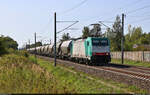 186 133-5 (91 51 5270 007-5 PL-TM) schleppt Silowagen durch Hohenthurm Richtung Bitterfeld.