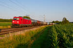 185 339 DB Cargo mit einem Kesselzug bei Batzhausen Richtung Nürnberg, 20.07.2021