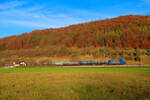 185 536 ATLU/WRS mit einem Kesselzug bei Breitenfurt Richtung Treuchtlingen, 23.11.2021