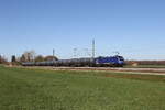 182 021 von  BEACON  war mit einem Kesselwagenzug in Richtung Salzburg unterwegs. Aufgenommen am 8. April 2026 bei �bersee am Chiemsee.