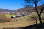 193 217 ELL mit einem Kesselzug bei Breitenfurt Richtung Treuchtlingen, 22.03.2022