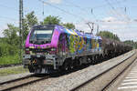 Die von dispo-Tf Rail eingesetzte 2019 404 mit Kesselwagen in Otting-Weilheim, 09.07.2026