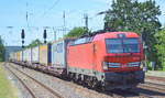 DB Cargo Deutschland AG mit  193 316  [NVR-Nummer: 91 80 6193 316-7 D-DB] mit KLV-Zug am 24.06.19 Saarmund Bahnhof.