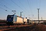 Am Nachmittag des 14.03.2018 fuhr ATLU/CFL 185 519-6 mit dem  Lannutti -KLV (Torino Orbassano - Charleroi Dry Port) nördlich von Müllheim (Baden) durchs Rheintal in Richtung Freiburg