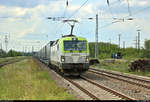 KLV-Zug (LKW Walter) mit 193 786-1 (Siemens Vectron) der ITL Eisenbahngesellschaft mbH (ITL) durchfährt den Bahnhof Angersdorf auf der Bahnstrecke Halle–Hann.