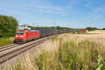 185 168 mit dem Hellmann KLV-Zug bei Batzhausen Richtung Nürnberg, 10.07.2019