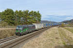 193 265 ELL/TXL mit einem KLV-Zug bei Darshofen Richtung Nürnberg, 22.02.2020