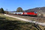 Der unter der Regie von Rail Cargo Carrier laufende Containerzug DGS 41949 von Duisburg Rheinhausen nach Linz Vbf-Stadthafen wurde am 04.