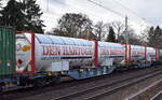 Gelenk-Containertragwagen vom Einsteller ERMEWA SAS mit der Nr. 33 TEN 87 F-ERSA 4552 519-8 Sgnss (GE) in einem KLV-Zug am 10.01.23 Berlin Hirschgarten.