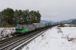 193 277 ELL/TXL mit einem LKW-Walter KLV-Zug bei Parsberg Richtung Nürnberg, 23.01.2021  